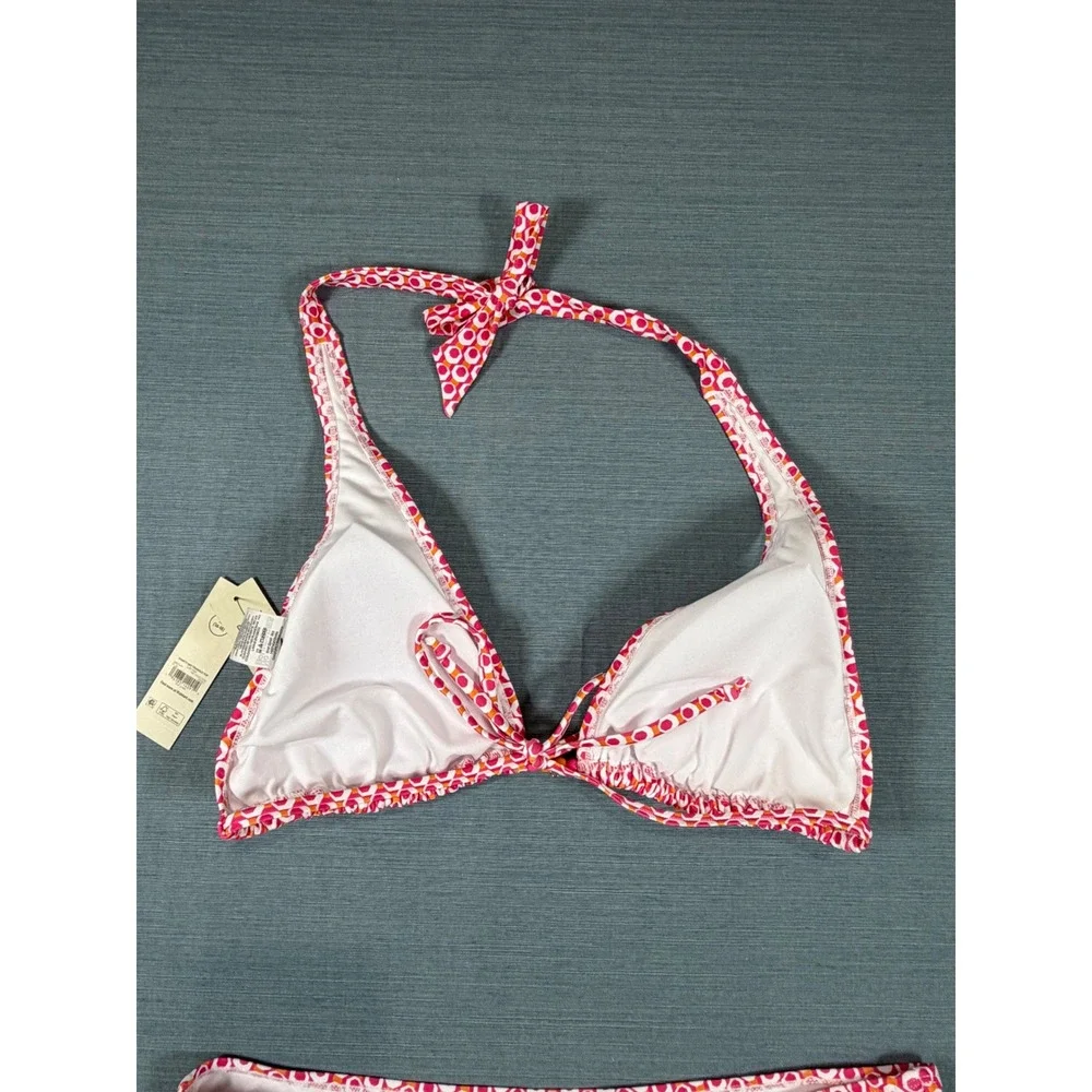 No‎ Boundaries Pink Geometric Bikini Set XL 16-18 Extra Cheeky High Leg NWT